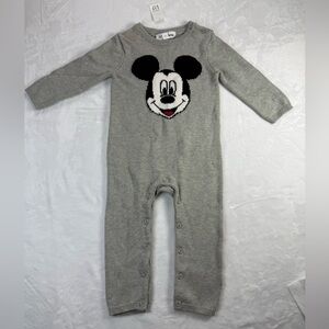 New GAP Disney Mickey Mouse Gray Sweater Romper‎ - 18-24m - Disneyland